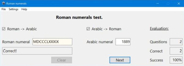 Roman numerals knowledge test