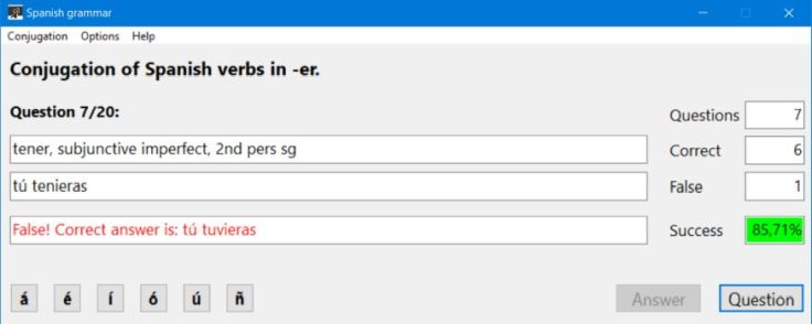 Conjugation of Spanish verbs in -er: Exercise selection