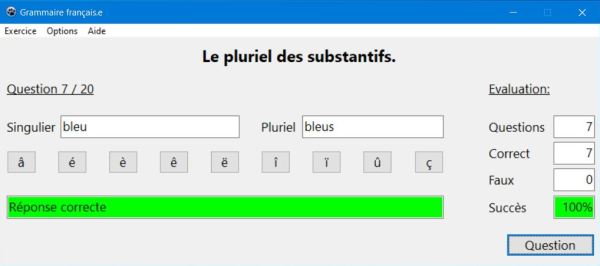 Exercice concernant le pluriel des noms français