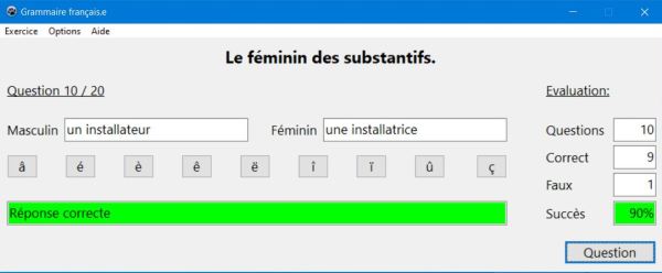 Exercice concernant le féminin des noms français