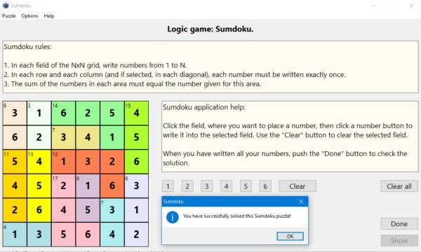 Sumdoku - a free logic game for PC