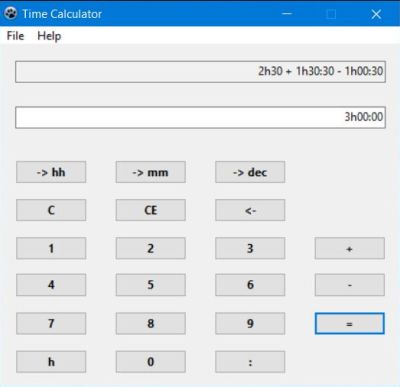 Time calculator PC application