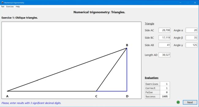 Numerical trigonometry: Oblique triangles exercise