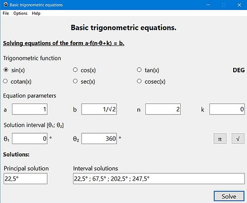 Resolving simple linear trigonometric equations