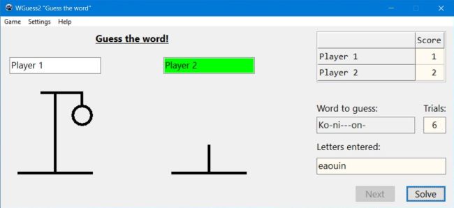 Educational PC application: Guess the word game with gallows