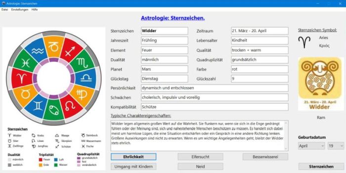 Sternzeichen Informationen