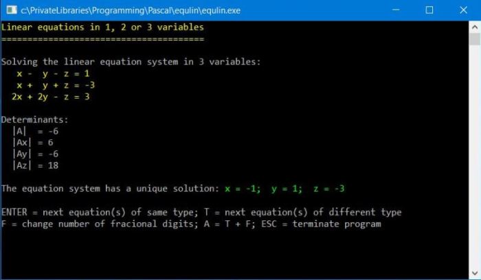 Solving a linear equation system