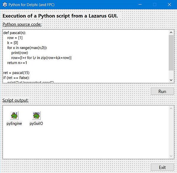 Lazarus/Free Pascal and Python: Executing a Python script from a FPC GUI [1]
