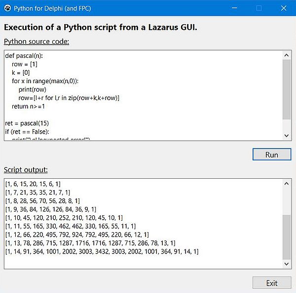 Lazarus/Free Pascal and Python: Executing a Python script from a FPC GUI [2]