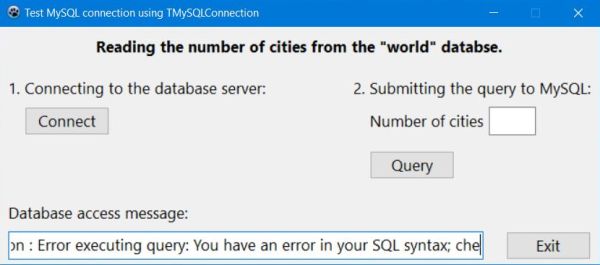 Lazarus database application: Query failure due to a SQL error