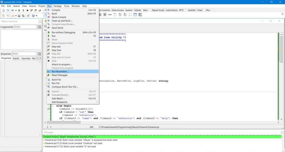 Specifying command line parameters in Lazarus [1]