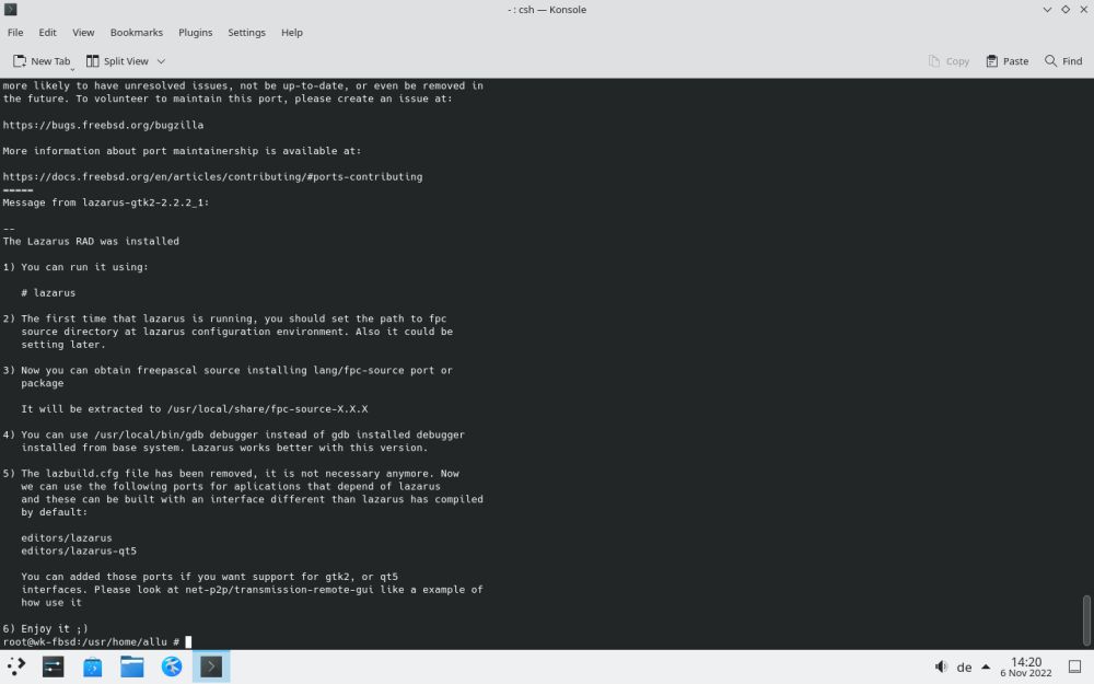 Installing Lazarus on FreeBSD: Successful installation using 'pkg'