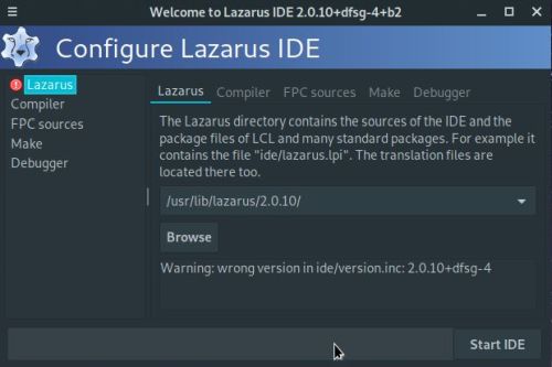 Lazarus/FPC on Uruk GNU/Linux: Wrong version of the IDE in include file
