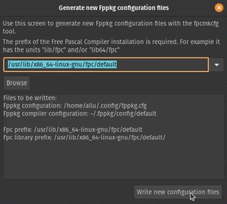 Lazarus/FPC on Pop!_OS: Writing new Fppkg configuration files