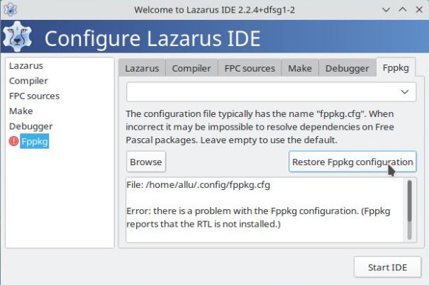 Lazarus/FPC on Kubuntu: Problem with Fppkg configuration file