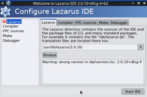 Lazarus/FPC on MX Linux: Wrong version of the IDE in include file