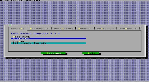 Free Pascal on FreeDOS: Choosing the installation directory