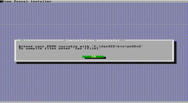 Free Pascal on FreeDOS: Successful installation