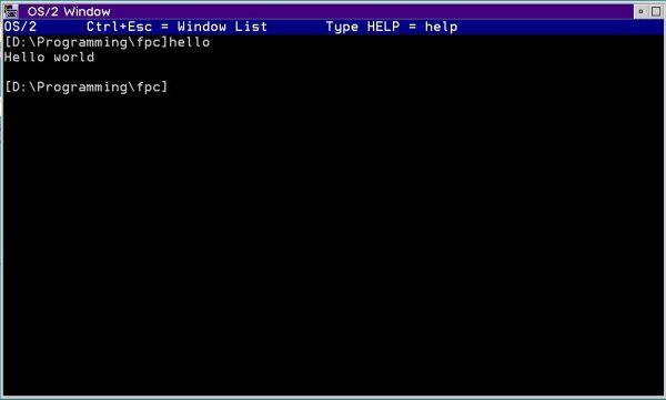 Building a Free Pascal program on OS/2 (command line): Program execution