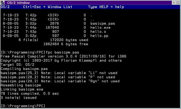 Building a Free Pascal GUI application in the OS/2 command line
