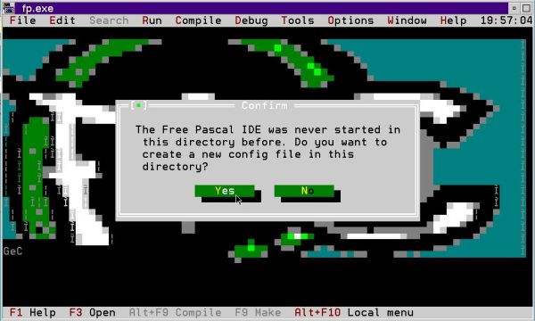 Free Pascal on OS/2: First execution of the 'fp' IDE