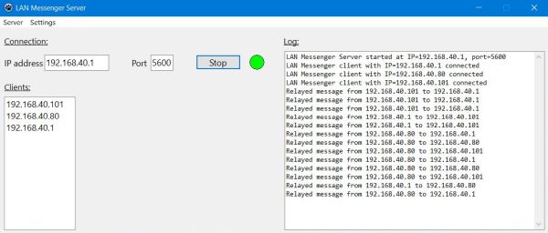 Simple Lazarus network project: Server log (message exchange between 3 clients)