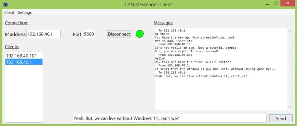 Simple Lazarus network project: Messages on a Windows 8.1 client