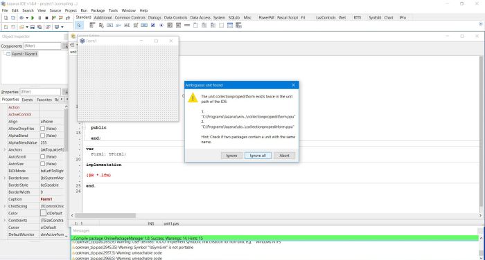 Lazarus packages: Redundant unit warning during the installation of a new package