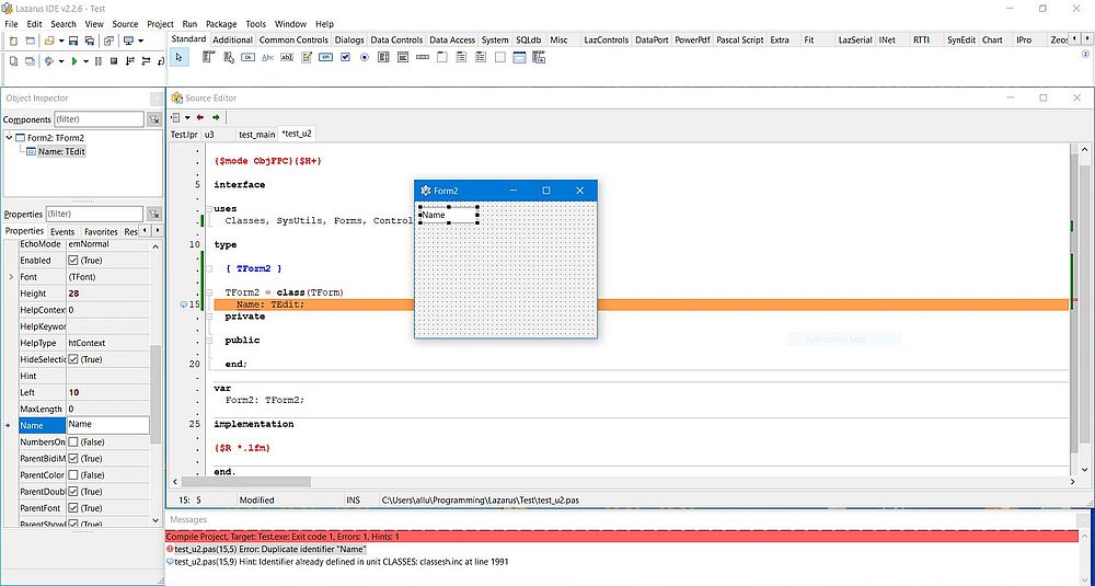 Build abortion due to a duplicate names error