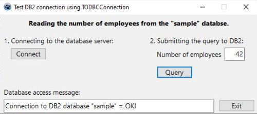 Simple Lazarus database project with IBM DB2: Successful SELECT query