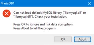 Lazarus project with MariaDB: Error because of missing MySQL library