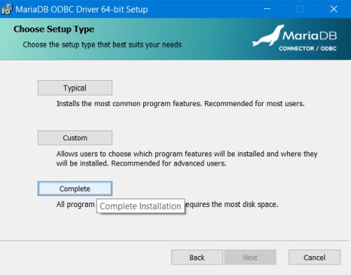 Installing the MariaDB ODBC connector