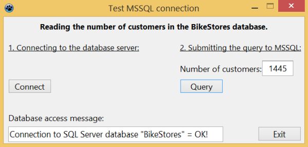 Lazarus/Free Pascal database project with MSSQL: Successful query execution