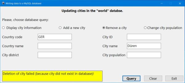 Lazarus database application: Deleting a city from the database - City not found