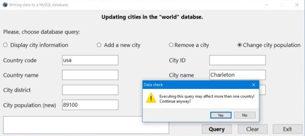Lazarus database application: Updating a city's population - Asking for user confirmation