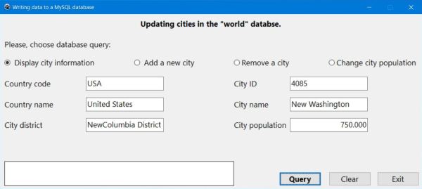 Lazarus database application: Displaying new city information - City ID automatically added by MySQL