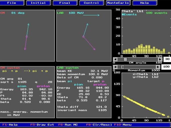 CUPS physics simulations on DOS: Relativistic kinematics