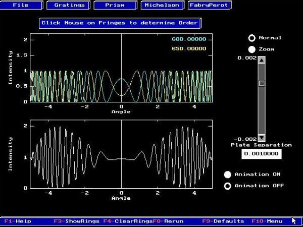 CUPS physics simulations on DOS: Applications of interferences and diffraction