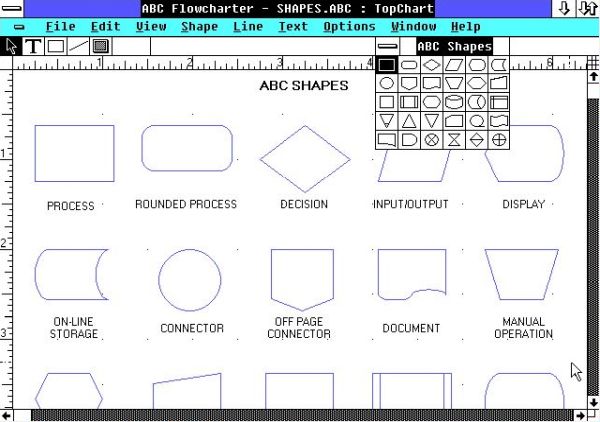 ABC Flowcharter on Windows 2: The available ABC shapes