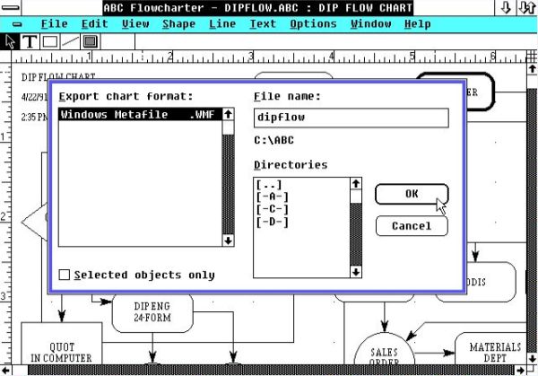 ABC Flowcharter on Windows 2: Flowchart export to a WMF file