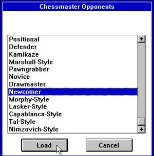 Chessmaster 3000 on Windows 3.11: Opponent selection