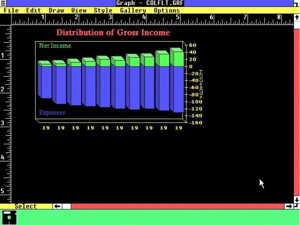 Micrografx Windows Graph on Windows 1: One of the included chart samples loaded