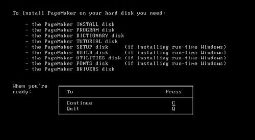 Aldus PageMaker on Windows 1.04: Application setup - Diskettes content description