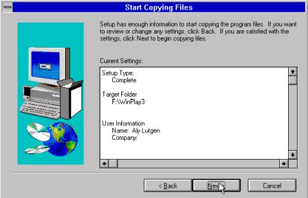 WinPlay3 MP3-player on Windows 3.11: Installation - Setup summary