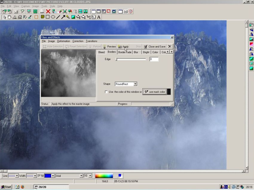 20/20 on Windows Me: The image editor in action