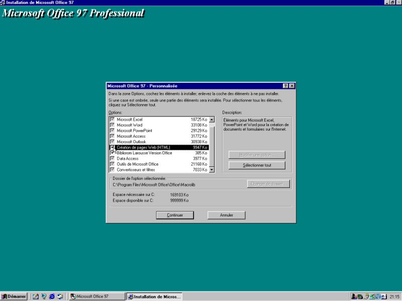 Microsoft Word on Windows 95C: Installation of MS Office 97 Professional SR-1