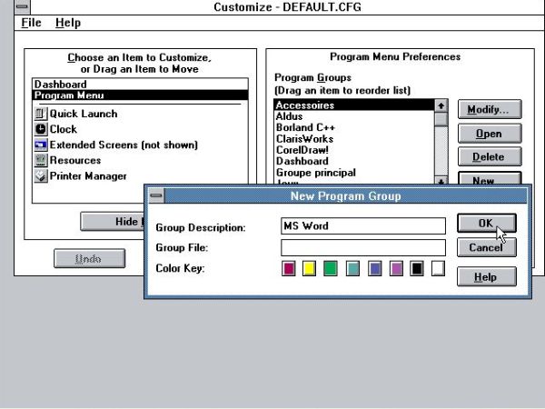 Microsoft Word on Windows 3.0: Manually creating a program group for Word 1.1a [1]
