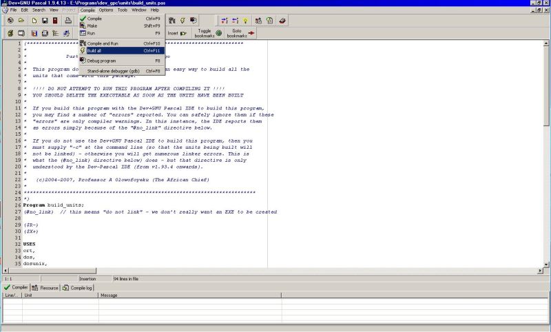 Dev+GNU Pascal on Windows 2000: Building the GPC units [2]