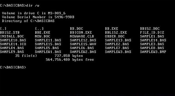 BasicBasic on MS-DOS 6.22: Content of the installation directory