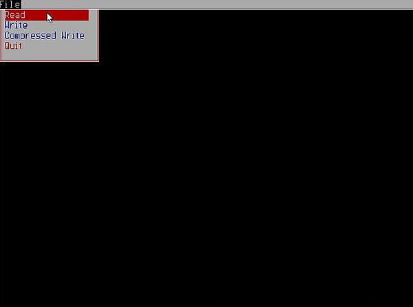 BasicBasic on MS-DOS 6.22: Program sample - Simple drop-down menu